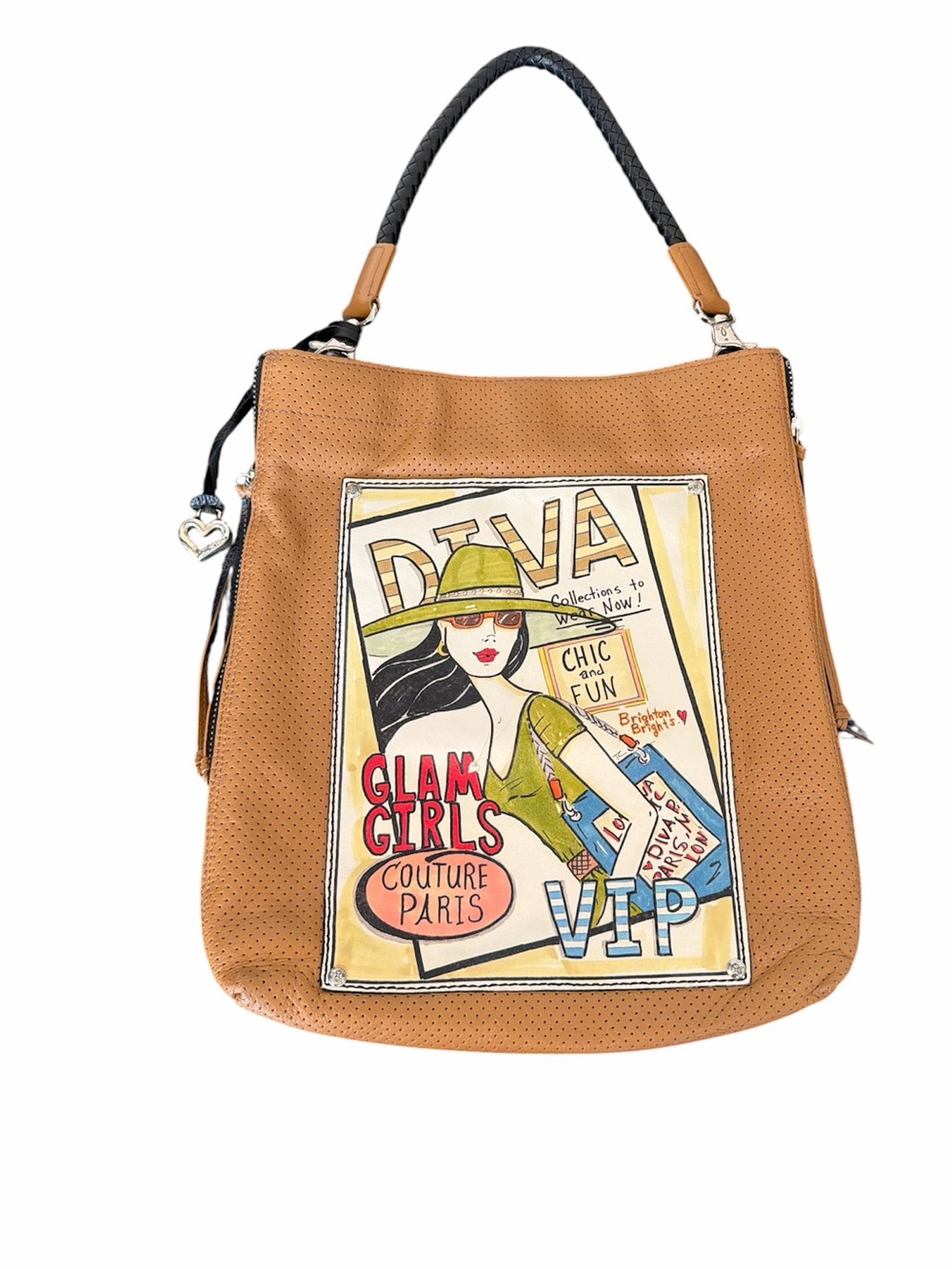 Brighton Diva Collection leather glam‎ tote bag purse work casual classic paris